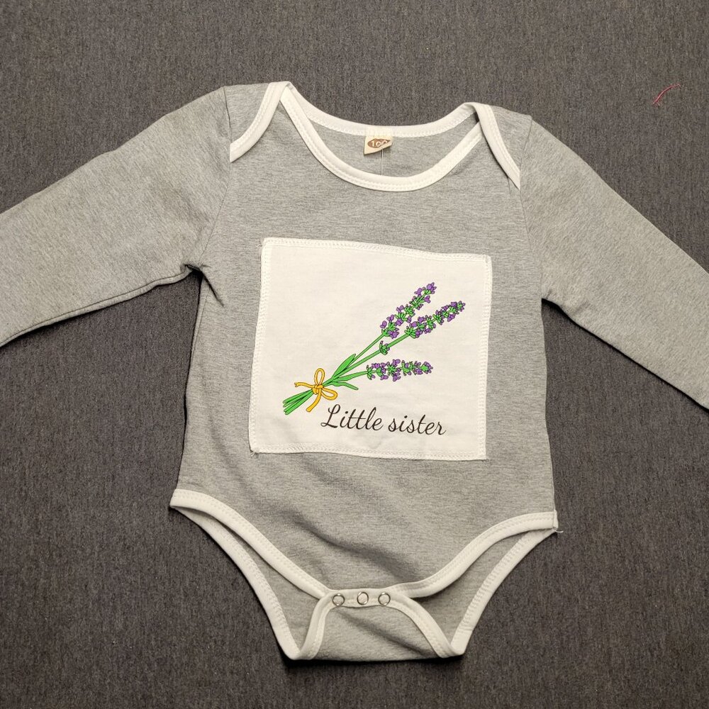 Infant two piece set, Pat Pat, size 6-9 months, gray and purple, new with tags